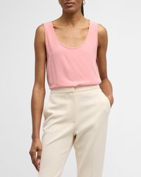 St. John - Scoop-Neck Silk Crepe De Chine Tank Top - Lyst