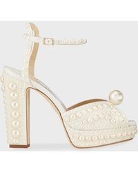 Jimmy Choo - Sacaria 120Mm Pearly-Stud Platform Sandals - Lyst