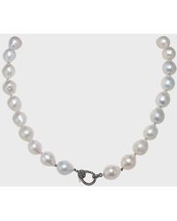 Margo Morrison - Small Baroque Pearl Necklace With Diamond Clasp, 10-12Mm, 18"L - Lyst