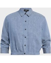 Theory - Cropped Button-Front Shirt - Lyst