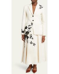 Erdem - Peplum Blazer Jacket With Floral Embroidery - Lyst