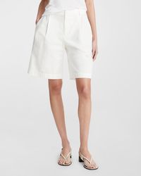 Vince - Washed Cotton Pleated Wide-Leg Shorts - Lyst