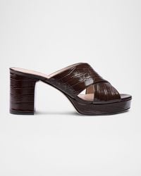 Stuart Weitzman - 80Mm Dayna Croc-Embossed Leather Platform Sandals - Lyst