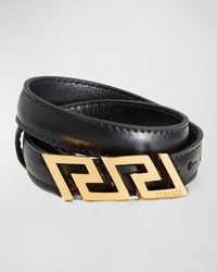 Versace - La Greca Leather Wrap Bracelet - Lyst