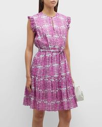 Finley - Caroline Sleeveless Geo-print Ruffle Mini Dress - Lyst