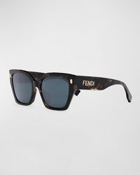 Fendi - Logo Square Acetate Sunglasses - Lyst