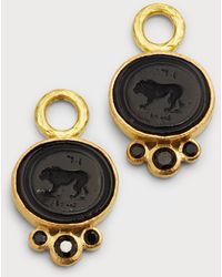 Elizabeth Locke - 19k Yellow Gold Venetian Glass Intaglio 'stalking Lion' Earring Pendants - Lyst