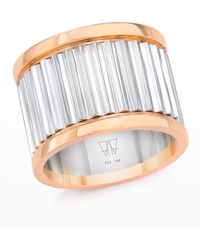 WALTERS FAITH - Clive Sterling Silver Wide Fluted Band Ring With Rose Gold Rails - Lyst