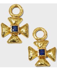 Elizabeth Locke - 19k Blue Sapphire Maltese Cross Earring Pendants - Lyst