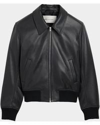 Ami Paris - Apos;S Point-Collar Leather Bomber Jacket - Lyst