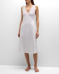 Natori - Bliss Harmony Lace-Trim Cotton Nightgown - Lyst