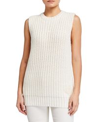 Moncler Sleeveless Cotton Blend Tunic Sweater - White