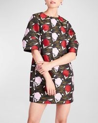 Kate Spade - Rose Garden Puff-Sleeve Brocade Mini Dress - Lyst