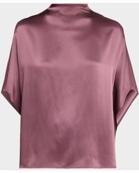 LAPOINTE - Funnel-Neck Satin Cape Tee - Lyst