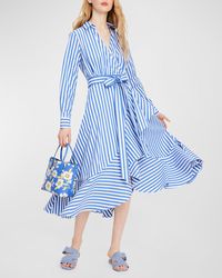 Kate Spade - Julia Striped Cotton Midi Wrap Shirtdress - Lyst