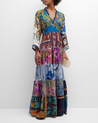 Rianna + Nina - One-of-a-kind Mixed-print Silk Maxi Dress - Lyst