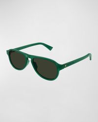 Bottega Veneta - Keyhole-bridge Acetate Oval Sunglasses - Lyst