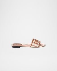 Fendi - Logo Striped Canvas Slide Sandals - Lyst
