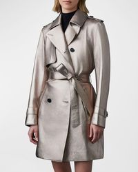 Mackage - Mely Long Metallic Leather Trench Coat - Lyst