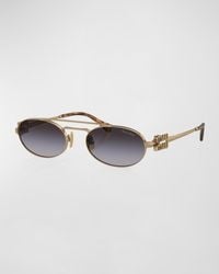 Miu Miu - Metal Oval Sunglasses - Lyst