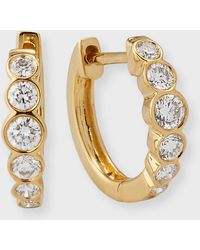 Anita Ko - 18k Yellow Gold Bezeled Round Diamond Beverly Huggie Earrings - Lyst