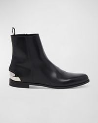 Alexander McQueen - Metal-heel Leather Ankle Boots - Lyst