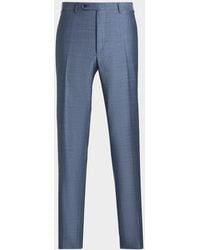 Canali - Apos;S Wool Denim-Effect Flat Front Trousers - Lyst
