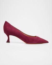 Santoni - 55Mm Suede Buckle Mid-Heel Pumps - Lyst