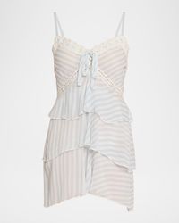 LoveShackFancy - Marlia Striped Lace-Trim Mini Dress - Lyst
