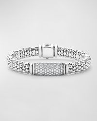 Lagos - Pavé Diamond And Sterling Caviar Bead 9Mm Rope Bracelet - Lyst