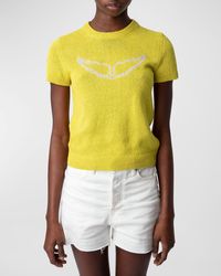 Zadig & Voltaire - Sorly Intarsia-Knit Short-Sleeve Sweater - Lyst