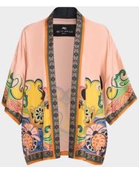 Etro - Kesa Printed Silk Short-Sleeve Open Jacket - Lyst