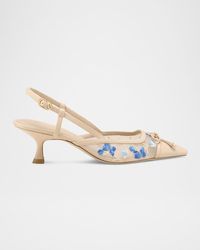 Stuart Weitzman - Kitty Embroidered Slingback Pumps - Lyst