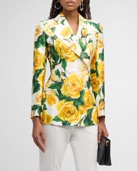 Dolce & Gabbana - Rose Floral Print Blazer Jacket - Lyst
