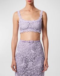 Carolina Herrera - Floral Lace Crop Top - Lyst