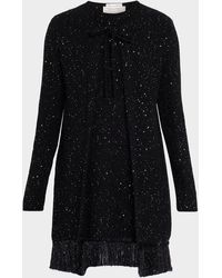 Oscar de la Renta - Textured Paillette Tweed Fringe Jacket - Lyst