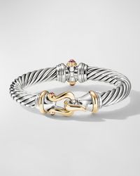 David Yurman - Buckle Cable Bracelet With Gemstone And 18k Gold In Silver, 9mm - Lyst
