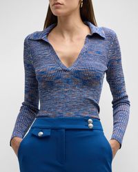 Veronica Beard - Chandra Long-Sleeve Knit Polo Top - Lyst