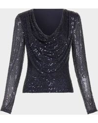 Ramy Brook - Leon Sequined Cowl-Neck Blouse - Lyst