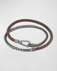 Marco Dal Maso - Lash Double Wrap Leather Franco Chain Combo Bracelet With Push Clasp - Lyst