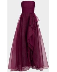 THEIA - Teresa Draped Strapless Gown - Lyst