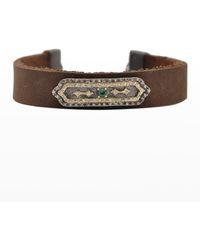 Armenta - Old World Tourmaline And Diamond Shield Leather Bracelet - Lyst