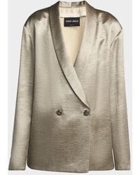 Giorgio Armani - Silk Double-Breasted Blazer Jacket - Lyst