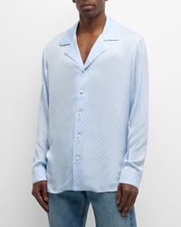 Balmain - Mini Monogram Satin Pajama Shirt - Lyst