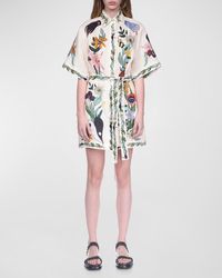 ALÉMAIS - Meagan Floral Linen Belted Mini Dress - Lyst