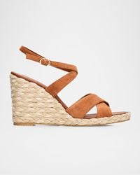 Stuart Weitzman - 100Mm Alyssa Suede Espadrille Wedge Sandals - Lyst
