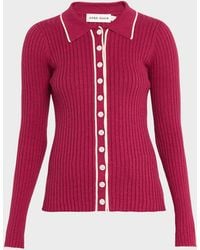 Anna Quan - Ashlen Button-Front Rib-Knit Top - Lyst