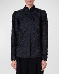 Akris Punto - Embroidered Fringe Button-Front Blouse - Lyst