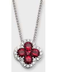 Neiman Marcus - 18k White Gold Diamond And Ruby Pendant Necklace - Lyst