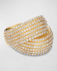 David Yurman - Origami 18k Crossover Ring W/ Diamonds, Size 9 - Lyst